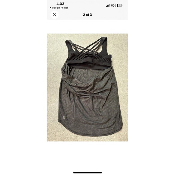 Lululemon Wild Tank Top Strappy Open Back Heathered Gray /Black Size 4 Y2K Lulu - Picture 2 of 5